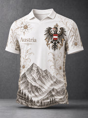 Herren-Top mit V-Ausschnitt und österreichischer Edelweiß-Flaggen-Print