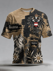Herren-T-Shirt mit Kunstdruck im Stil der österreichischen Berg-Edelweiß-Flagge