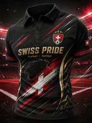 Herren-Poloshirt mit lässigem Fußball-Print und kurzen Ärmeln