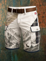 Herren-Shorts mit österreichischem Bergmotiv als Kunstdruck