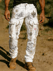 Herrenhose mit österreichischem Bergmotiv und Kunstdruck