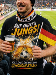 Herren-T-Shirt mit Grafik: Deutscher Fußball und Bier-Grüße