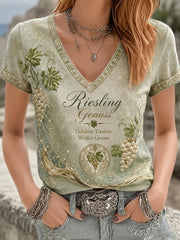 Damen-T-Shirt mit Druck eines deutschen Riesling-Weinbergs
