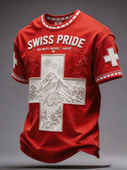 Herren-T-Shirt mit Kunstprint zum Schweizer Nationalfeiertag am 1. August