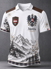 Herren-Top mit floralem Alpenmuster und V-Ausschnitt