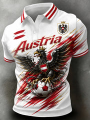 Herren-Artprint-Poloshirt mit Motiv zur Unterstützung eines österreichischen Fußballspiels