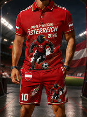 Männer-Österreich-Fußballspiel-Jubelkunstdruck-Polohemd