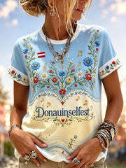 Damen-T-Shirt mit Kunstdruck zur Erinnerung an das österreichische Donauinsel-Festival