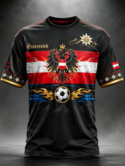 Herren-T-Shirt mit Kunstdruck zum Anfeuern bei österreichischen Fußballspielen