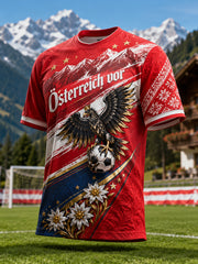 Herren-T-Shirt mit Kunstdruck zum Anfeuern bei österreichischen Fußballspielen