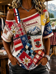 Damen-Art-Print-Oberteil mit österreichischen Naturmotiven als Gedenkdruck