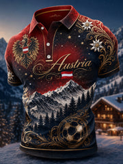 Herren-Polo mit Kunstdruck zu österreichischen Naturmotiven als Erinnerungsstück