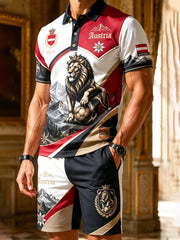 Herren-Österreich-Fußballspiel-Jubel-Fan-Element-Kunstdruck-Polo-Anzug