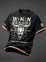 Herren-T-Shirt mit Aufdruck zum Wacken Metal Festival, lässige Mode für Herren
