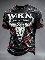 Herren-Vintage-Patchwork-T-Shirt im Wacken-Open-Air-Design, lässig