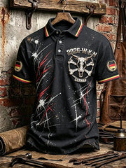 Herren-Poloshirt im lässigen Punk-Stil mit Wacken-Metal-Festival-Print