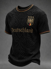 Herren-Fußball-Waffelpiqué-T-Shirt mit Deutschland-Druck