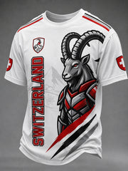 Herren-T-Shirt mit Schweizer Fußballfan-Print