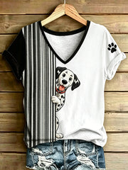 Damen-T-Shirt mit tierischem Streifenmuster, im Vintage-Stil, modisch, locker geschnitten, kurze Ärmel