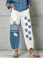 Damen-Hose mit Tierstreifen-Print und ausgestelltem Schnitt