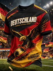 Herren-T-Shirt mit kurzen Ärmeln, Adler- und Fußballmotiv