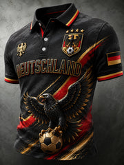 Herren-Poloshirt mit kurzen Ärmeln und Adler- sowie Fußball-Print
