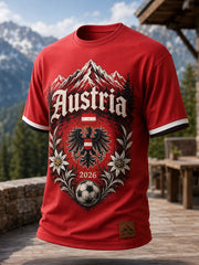 Herren-T-Shirt mit Kunstdruck zum Anfeuern bei österreichischen Fußballspielen