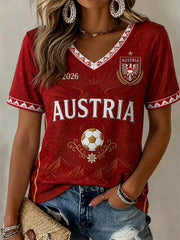 Damen-Geschenk für Fußballfans – lässiges T-Shirt mit V-Ausschnitt und Aufdruck