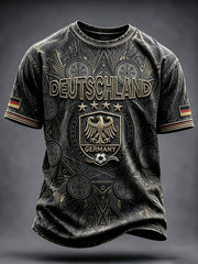 Herren-Lässiges T-Shirt im Vintage-Stil mit deutschem Fußball-Print