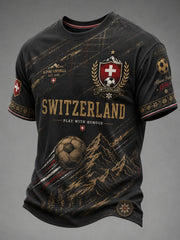 Herren-T-Shirt mit kurzen Ärmeln und Fußball-Print