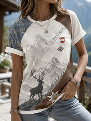 Damen-T-Shirt mit Kunstdruck des österreichischen Naturelements