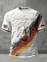 Herren Vintage weiße deutsche Flagge Adler Fußball 3D-gedrucktes lässiges T-Shirt