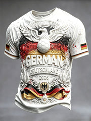 Herren-weißes, lässiges T-Shirt mit 3D-Druck des deutschen Fußballadlers