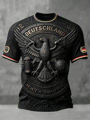 Herren Schwarzer Deutscher Adler Fußball 3D-gedrucktes lässiges T-Shirt