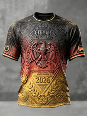 Herren Vintage Deutsche Flagge Gradient Eagle Fußball 3D-gedrucktes lässiges T-Shirt