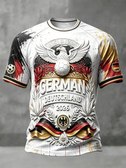 Männer weiße deutsche Flagge Adler Fußball Graffiti Print Casual T-Shirt