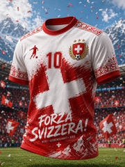 Herren-T-Shirt mit kurzen Ärmeln und Fußballmotiv