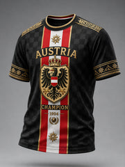 Herren-T-Shirt mit Kunstdruck zum Anfeuern bei österreichischen Fußballspielen