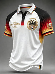 Herren-Fußballkunstdruck-Poloshirt in Deutschland-Optik