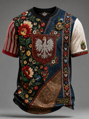 Polen-T-Shirt für Herren mit kurzen Ärmeln