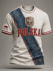 Polen-T-Shirt für Herren mit kurzen Ärmeln