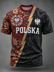 Polen-T-Shirt für Herren mit kurzen Ärmeln