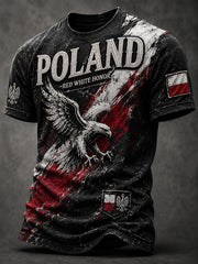 Herren Retro polnischer Kunstdruck lässig T-Shirt