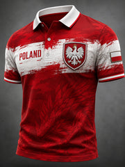 Herren-Retro-Polnische Kunstdruck-Lässiges Poloshirt