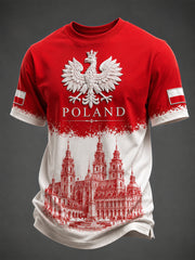 Polen-T-Shirt für Herren mit kurzen Ärmeln