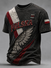 Herren-Retro-Polnische-Kunstdruck-Lässiges T-Shirt