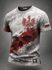Herren-Retro-Polnische-Kunstdruck-Lässiges T-Shirt