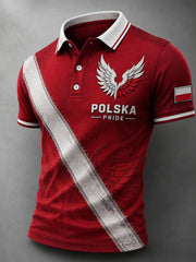 Herren-Retro-Polnische Kunstdruck-Lässiges Poloshirt