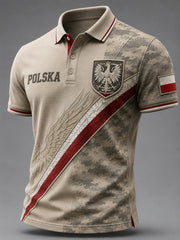 Herren-Retro-Polnische Kunstdruck-Lässiges Poloshirt