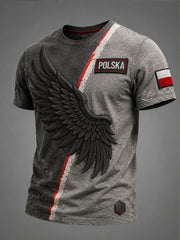 Herren-Retro-Polnische-Kunstdruck-Lässiges T-Shirt